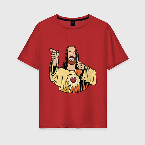 Женская футболка оверсайз Dogma - smile Jesus like / Красный – фото 1