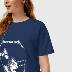 Футболка оверсайз женская MEOWTALLICA, цвет: тёмно-синий — фото 2
