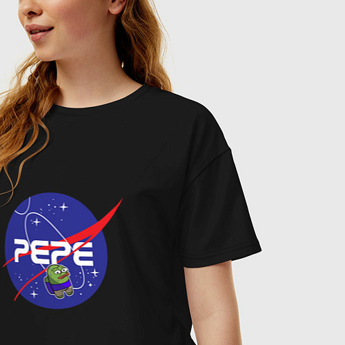 Женская футболка оверсайз Pepe Pepe space Nasa / Черный – фото 3