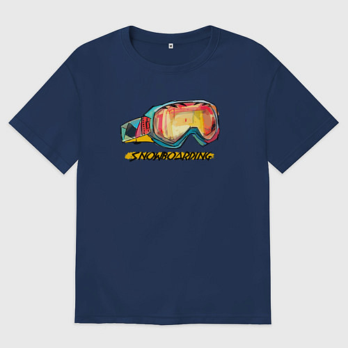 Женская футболка оверсайз Очки сноубордиста / Тёмно-синий – фото 1
