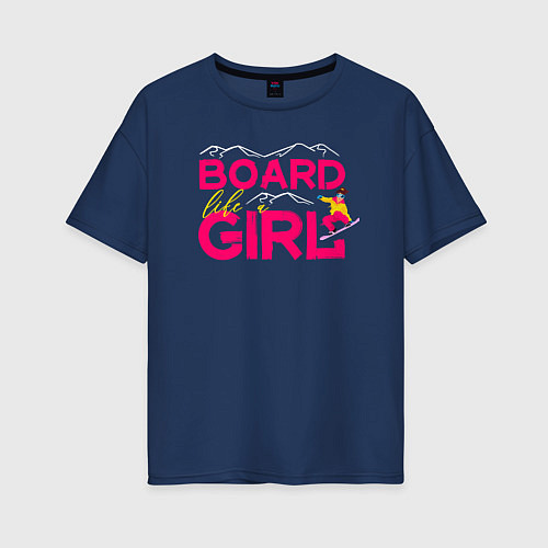Женская футболка оверсайз BOARD LIKE A GIRL / Тёмно-синий – фото 1