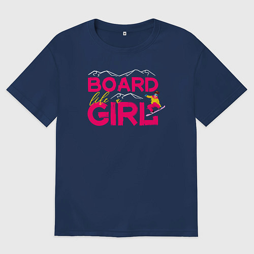 Женская футболка оверсайз BOARD LIKE A GIRL / Тёмно-синий – фото 1
