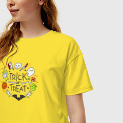 Футболка оверсайз женская Trick or Treat BOO!, цвет: желтый — фото 2