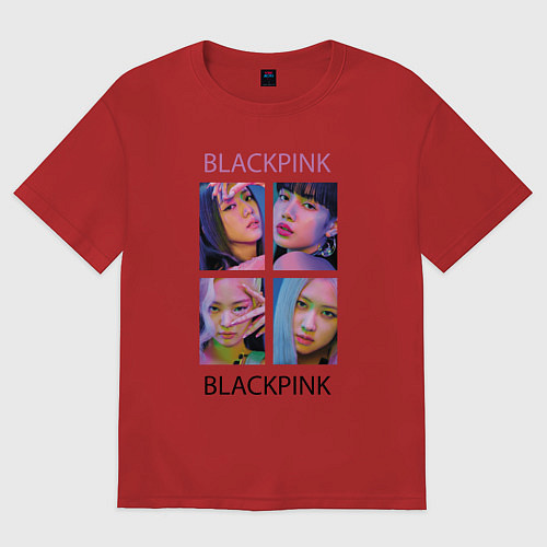Женская футболка оверсайз BLACKPINK черно-розовые / Красный – фото 1