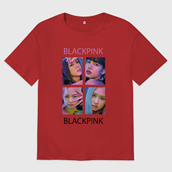 Футболка оверсайз женская BLACKPINK черно-розовые, цвет: красный