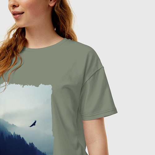 Женская футболка оверсайз ОРЁЛ НАД ЛЕСОМ EAGLE / Авокадо – фото 3