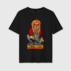 Футболка оверсайз женская Halloween, цвет: черный