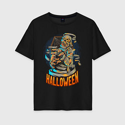 Футболка оверсайз женская Halloween Mummy, цвет: черный