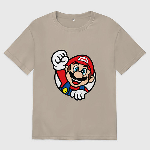 Женская футболка оверсайз MarioFace / Миндальный – фото 1