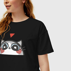 Футболка оверсайз женская Котя влюбился, цвет: черный — фото 2