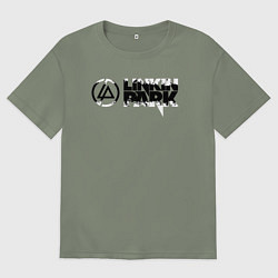 Футболка оверсайз женская Линкин Парк Лого ЧБ Рок Linkin Park, цвет: авокадо