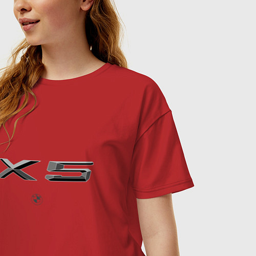 Женская футболка оверсайз BMW X5 / Красный – фото 3