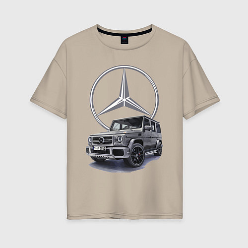 Женская футболка оверсайз Mercedes Gelendwagen G63 AMG G-class G400d / Миндальный – фото 1