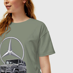 Футболка оверсайз женская Mercedes Gelendwagen G63 AMG G-class G400d, цвет: авокадо — фото 2