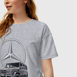 Футболка оверсайз женская Mercedes Gelendwagen G63 AMG G-class G400d, цвет: меланж — фото 2