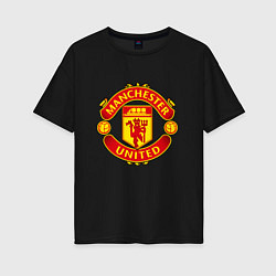 Футболка оверсайз женская Манчестер Юнайтед логотип, цвет: черный