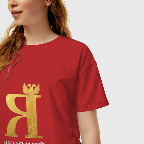 Женская футболка оверсайз Я русский с орлом / Красный – фото 3