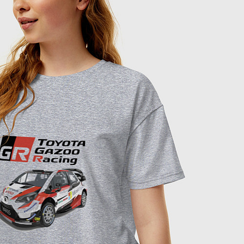 Женская футболка оверсайз Toyota Yaris Racing Development / Меланж – фото 3