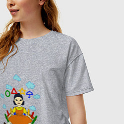 Футболка оверсайз женская Игра в кальмара: Кукла, цвет: меланж — фото 2