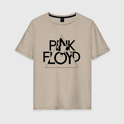 Футболка оверсайз женская PINK FLOYD LOGO ПИНК ФЛОЙД, цвет: миндальный