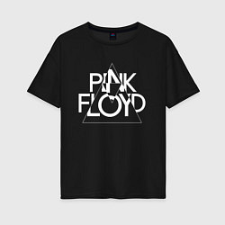 Футболка оверсайз женская PINK FLOYD LOGO ПИНК ФЛОЙД ЛОГОТИП, цвет: черный