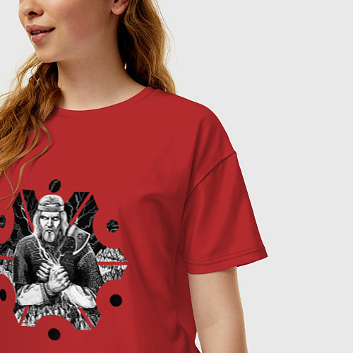 Женская футболка оверсайз Перун, Славянский бог / Красный – фото 3