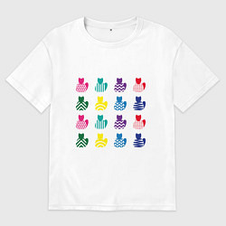 Футболка оверсайз женская Узорные коты, цвет: белый