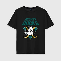 Футболка оверсайз женская Анахайм Дакс, Mighty Ducks, цвет: черный