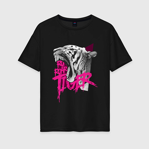 Женская футболка оверсайз Roar Roar Tiger / Черный – фото 1