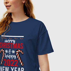 Футболка оверсайз женская Happy 2022 NY, цвет: тёмно-синий — фото 2