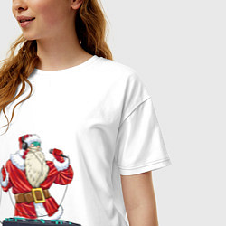 Футболка оверсайз женская Санта музыкант, цвет: белый — фото 2