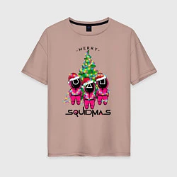 Женская футболка оверсайз Guardians Merry squidmas