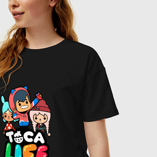 Женская футболка оверсайз TOCA BOCA WORLD ИГРА ТОКА БОКА / Черный – фото 3