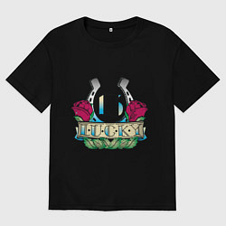 Футболка оверсайз женская Lucky 13, цвет: черный