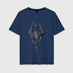 Футболка оверсайз женская СКАЙРИМ ЛОГО SKYRIM LOGO, цвет: тёмно-синий