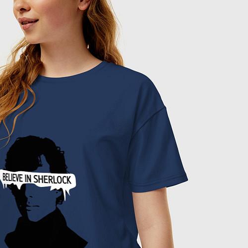 Женская футболка оверсайз Шерлок 2023 / Тёмно-синий – фото 3