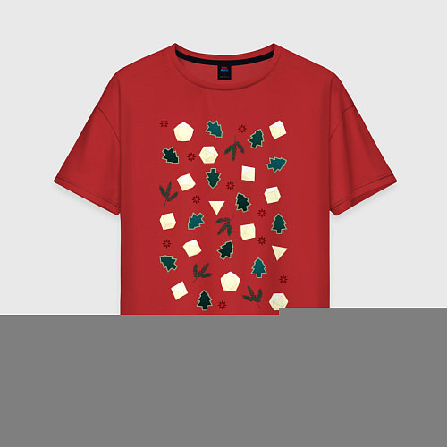 Женская футболка оверсайз Новогодние сладости - Белый шоколад / Красный – фото 1