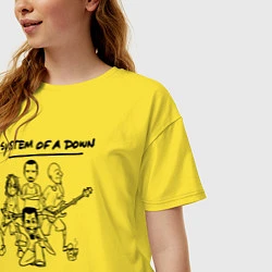 Футболка оверсайз женская Арт на группу System of a Down, цвет: желтый — фото 2