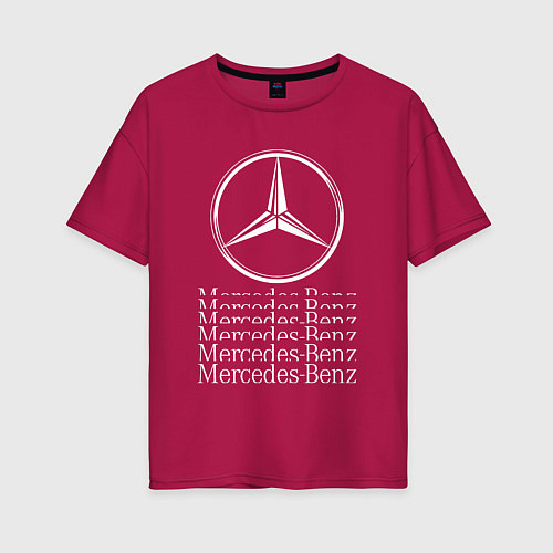 Женская футболка оверсайз MERCEDES-BENZ МЕРСЕДЕС-БЕНЗ LOGO / Маджента – фото 1