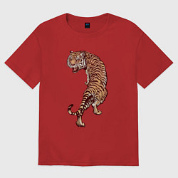Футболка оверсайз женская Год тигра Во всей красе, цвет: красный