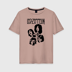 Футболка оверсайз женская Участники группы Led Zeppelin, цвет: пыльно-розовый