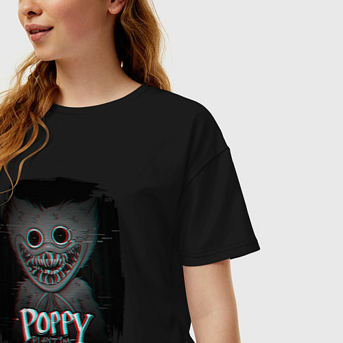 Женская футболка оверсайз Poppy Playtime: Glitch / Черный – фото 3