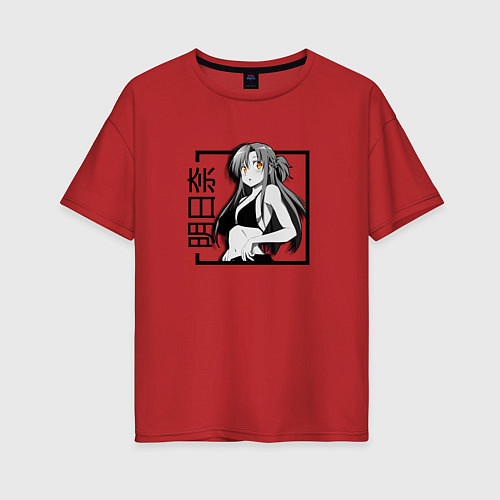 Женская футболка оверсайз Асуна Юки в квадрате / Красный – фото 1