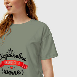 Футболка оверсайз женская Королевы рождаются в июле Красная ленточка, цвет: авокадо — фото 2