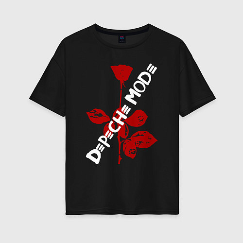 Женская футболка оверсайз Depeche Mode красная роза / Черный – фото 1