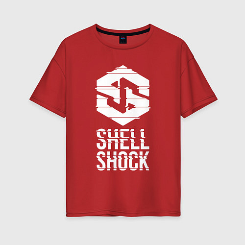 Женская футболка оверсайз SHLSHK Glitched Logo Collection / Красный – фото 1