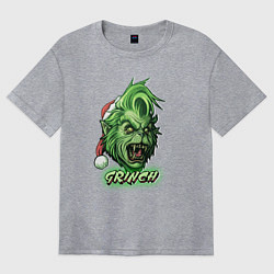Футболка оверсайз женская Гринч - похититель Рождества, цвет: меланж