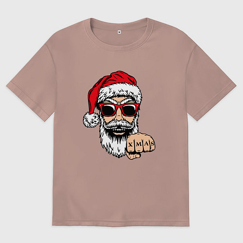 Женская футболка оверсайз Bad Santa xmas Плохой Санта / Пыльно-розовый – фото 1