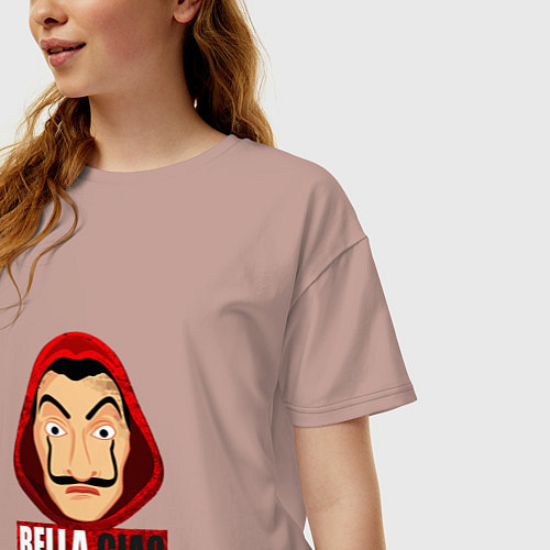 Женская футболка оверсайз Белла Чао / Пыльно-розовый – фото 3