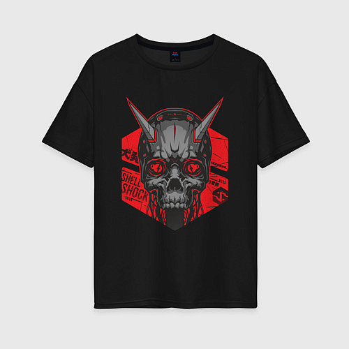 Женская футболка оверсайз SHLSHK Cyber Skull Collection / Черный – фото 1